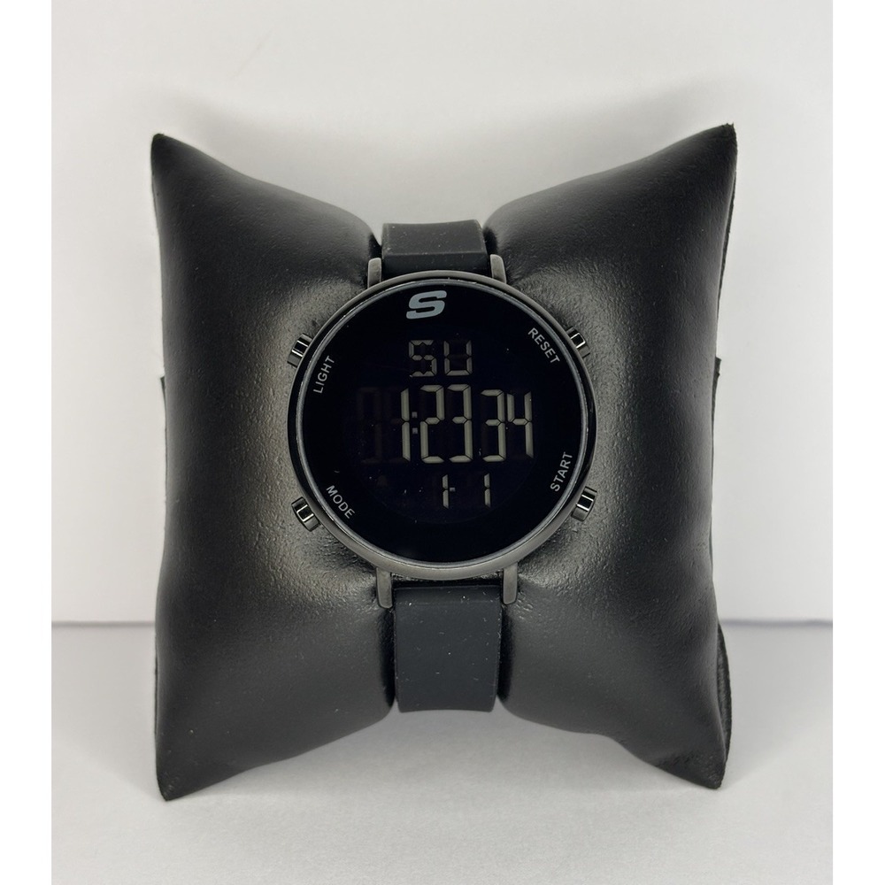 Skechers Digital Watch SR6065 Black Silicone Strap 30M Water Resistant New Batt